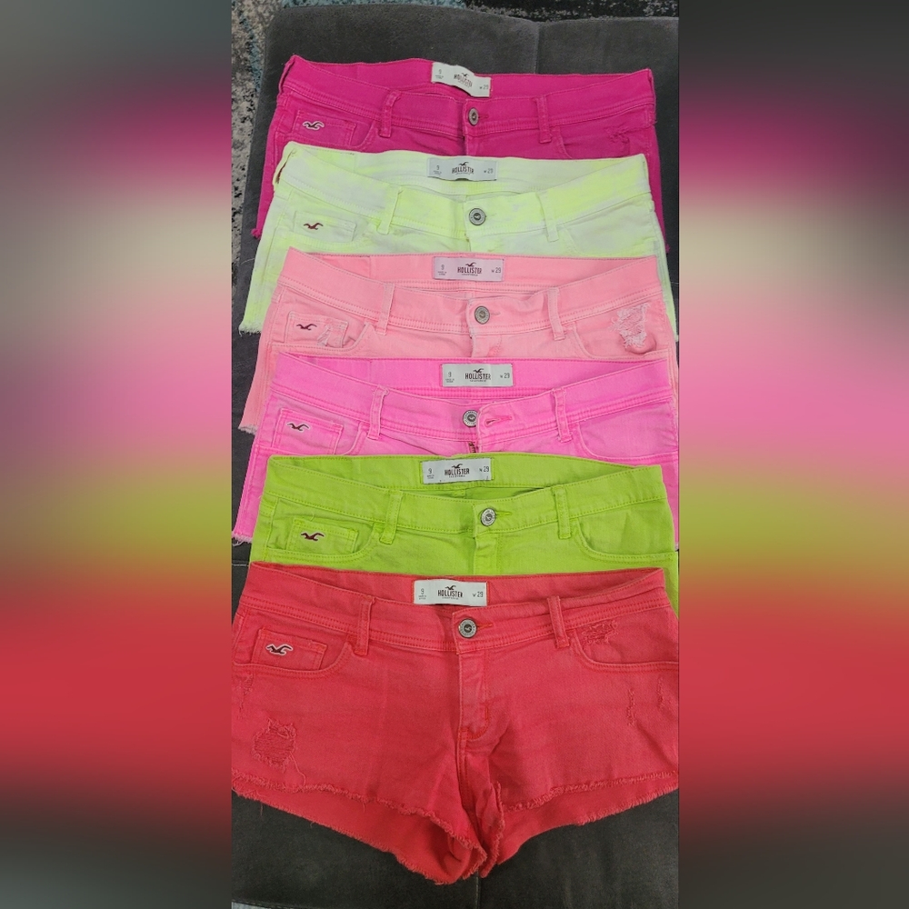 Huge lot Hollister neon short shorts 9